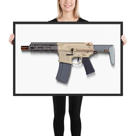 Pixel Art Framed Poster Of Honey Badger Rifle Created Using Individual