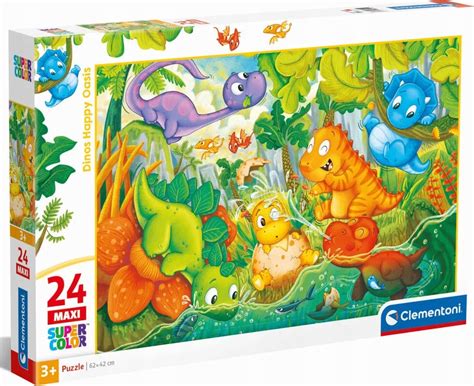 Clementoni Puzzle Element W Dinusie Dinozaury Maxi Super Kolor