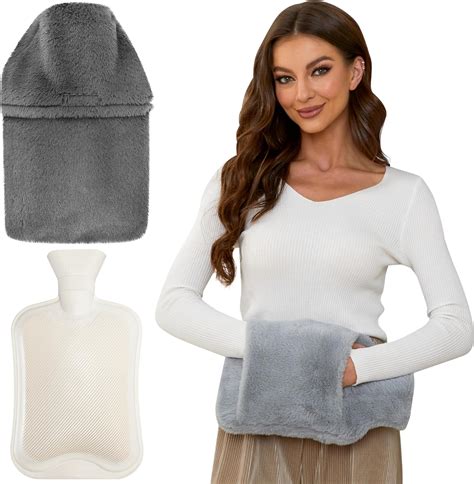 Hot Water Bottle With Cover L Large Hot Water Bottle Bag With Hand Pocket Warmer Soft Fleece