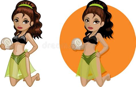 Nette Junge Indonesische Frau Im Bikini Vektor Abbildung Illustration