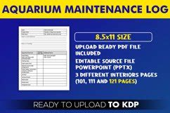 Aquarium Maintenance Logbook Kdp Interior Template Editable