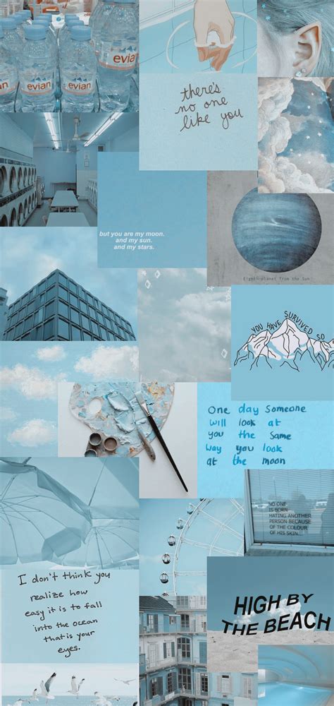 Aesthetic Baby Blue Collage Wallpapers Wallpaper Cave