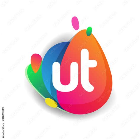 Letter Ut Logo With Colorful Splash Background Letter Combination Logo