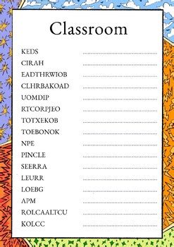 Classroom Word Scramble Puzzles Worksheet Activity By MindTwist Puzzles