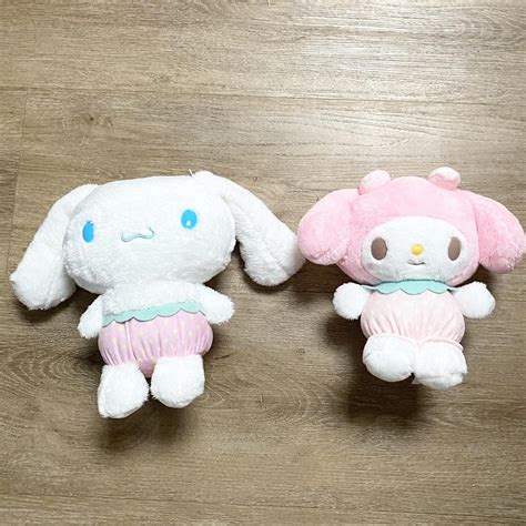 sanrio my melody and cinnamoroll plushies can buy... - Depop