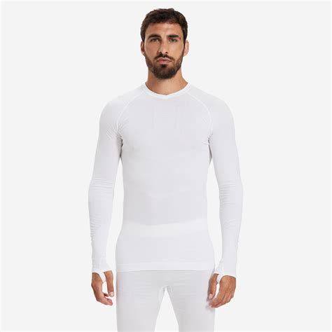 Ls Thermal Base Layer Top Keepdry 500 White Snow White Iced Coffee Kipsta Decathlon