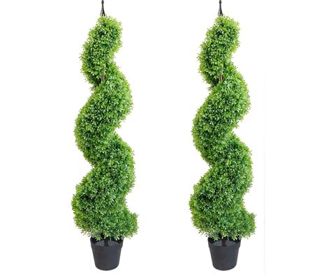 Artificial Topiary Outdoor Boxwood Spiral Topiary Tree 3 6ft 2 Pieces