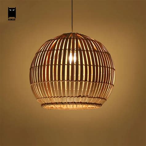 Bamboo Wicker Rattan Round Ball Globe Pendant Light Fixture Southeast