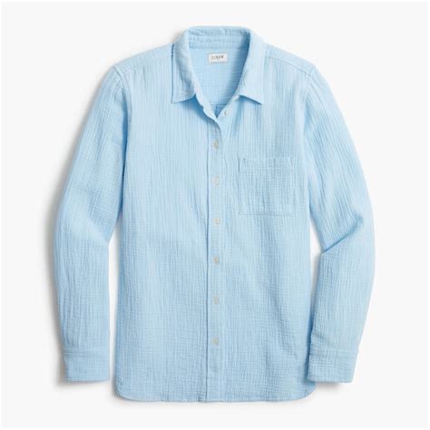 J Crew Gauze Button Down Shirt In Blue Lyst