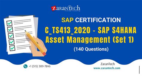 Cts4132020 Sap S4hana Asset Management Set 1 140 Questions Zarantech Dotcom Youtube