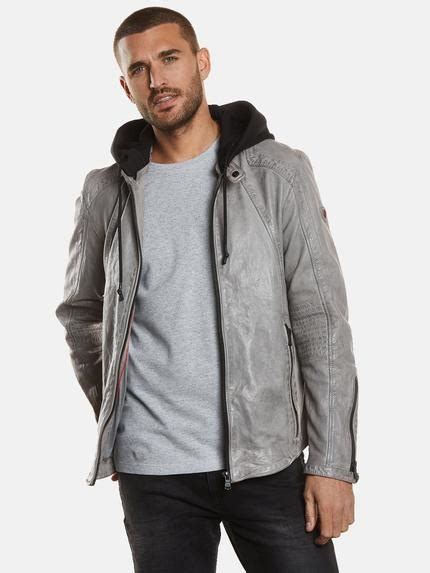 Herren Emilio Adani Lederjacke Mit Abnehmbarer Kapuze In Grau Kaufen