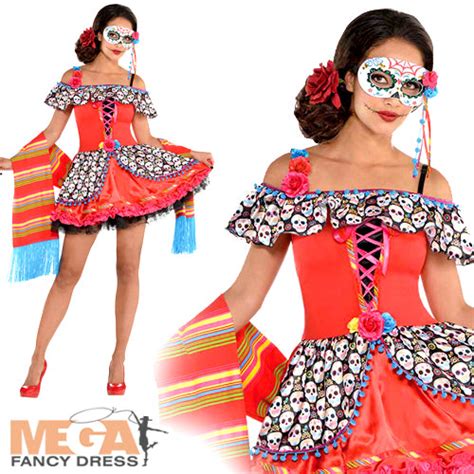 Shop Colorful Senora Sugar Skull Ladies Costume Mega Fancy Dress