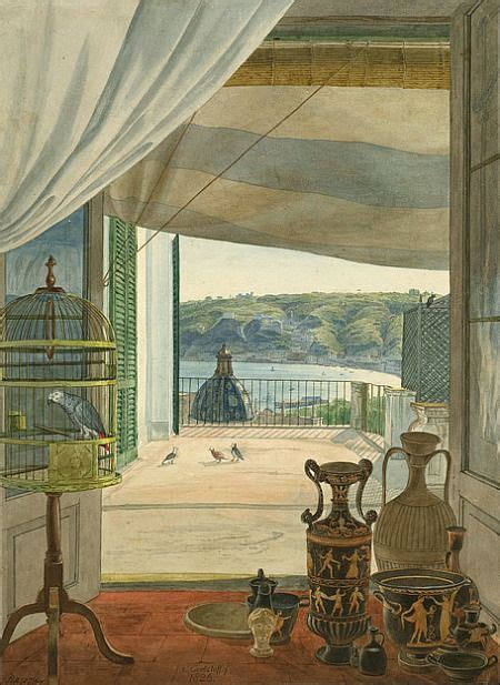 Carl Wilhelm G Tzloff Antiquities By A Balcony Overlooking The Gulf Of