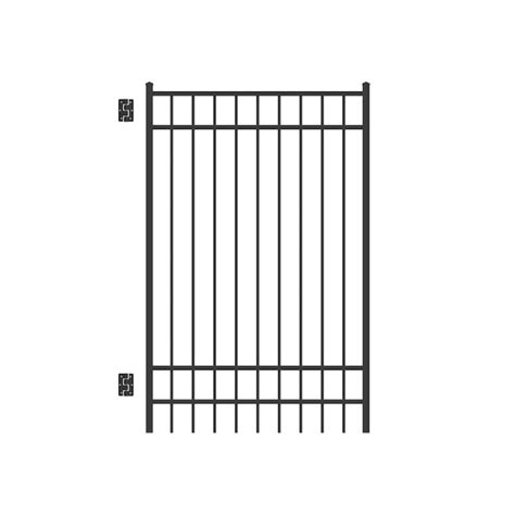 Freedom New Haven 6 Ft H X 4 Ft W Black Aluminum Spaced Picket Flat Top Decorative Fence Gate In