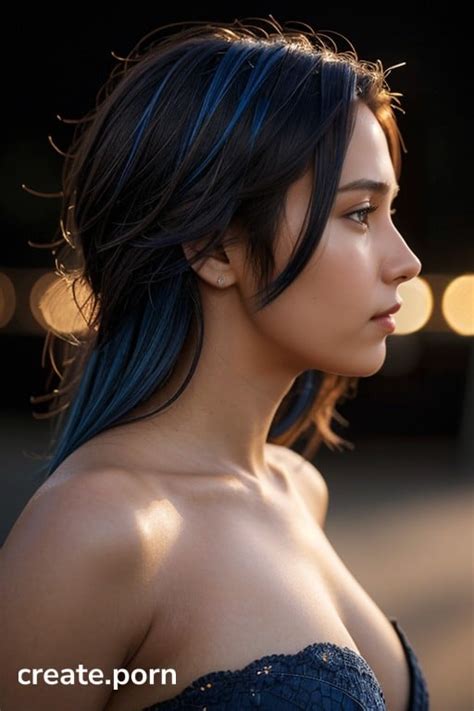 Side View Blue Hair Night Ai Porn