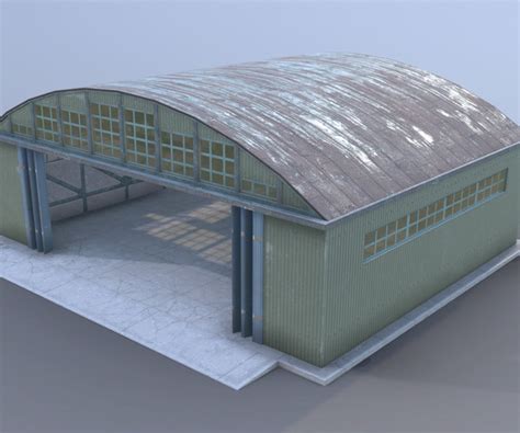 ArtStation - Airport Hangar SmallHangar 01 closed open with damage ...