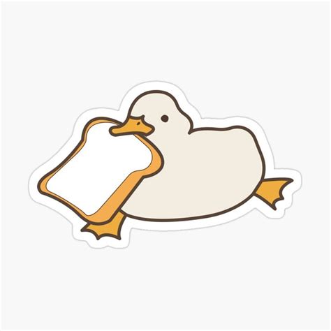 Cute Duck With Bread Yellow Funny Kawaii Animals Sticker For Sale By