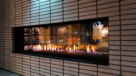 Modern Commercial Frameless Front See Through Fireplace Linear