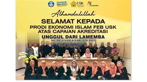 Alhamdulillah Prodi Ekonomi Islam USK Raih Akreditasi Unggul