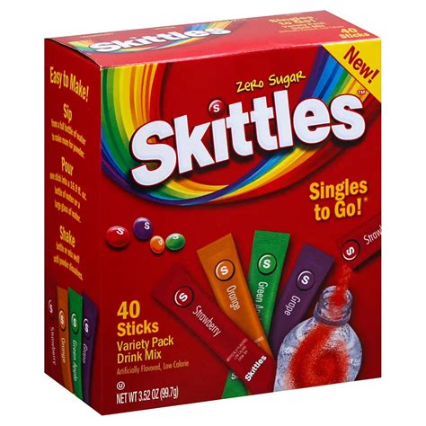 Skittles Singles To Go Variety Pack Drink Mix Zero Sugar Shop Mixes