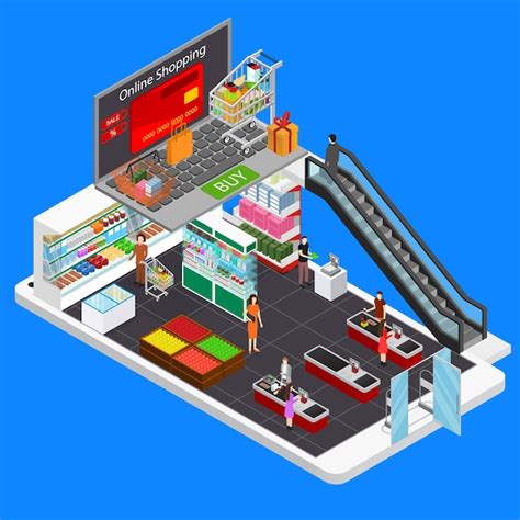 Premium Vector Online Mobile Shopping Ecommerce Concept 3d Isometric