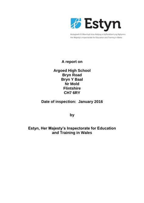 (PDF) View Argoed High School's latest Estyn report · A report on ...