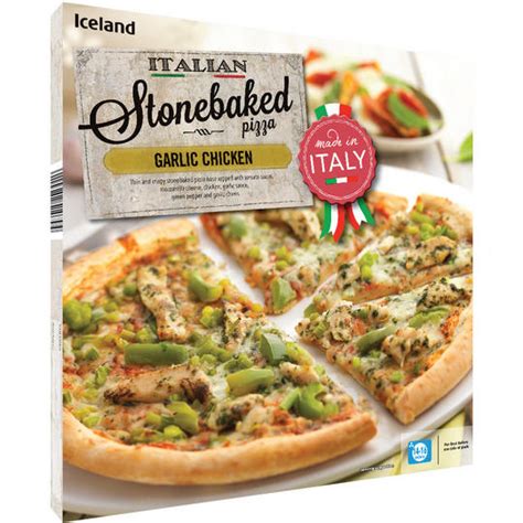 Iceland Italian Stonebaked Garlic Chicken Pizza 380g Thin And Crispy