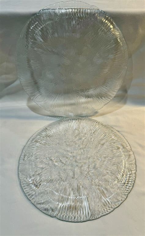 5 Arcoroc Canterbury Crocus Embossed Clear Glass Dinner Salad Plates