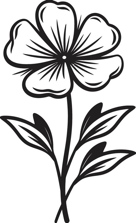 Simple Sketchy Petal Black Hand Drawn Logo Freehand Floral Emblem