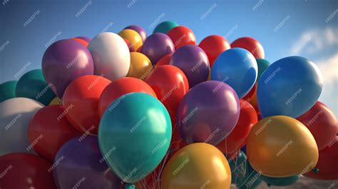 Premium Ai Image A Bunch Of Colorful Balloons In The Sky