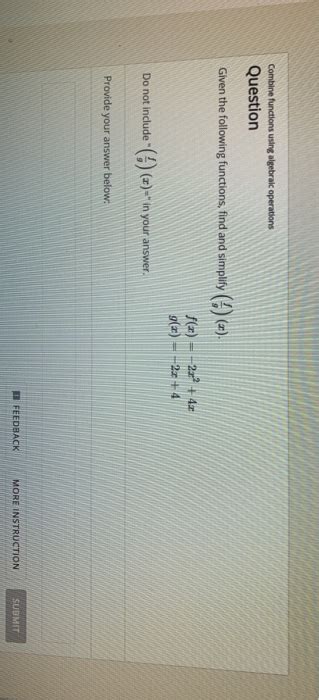 Solved Combine Functions Using Algebraic Operations Question Chegg