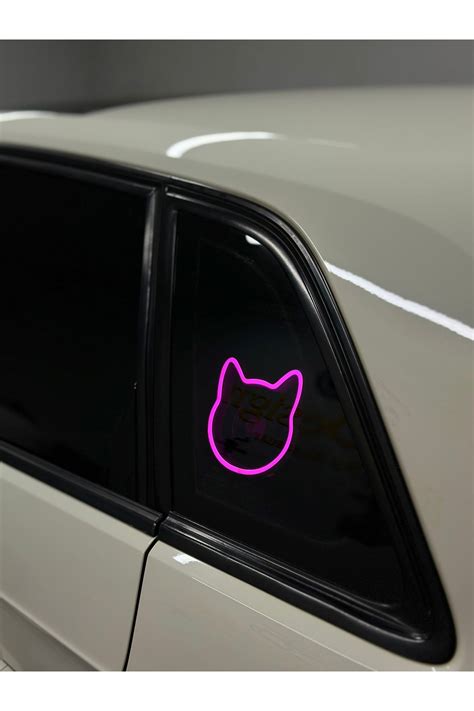 3dbaydesign Araç içi neon led ışıklı dekor KEDİ 12 volt vantuzlu PEMBE