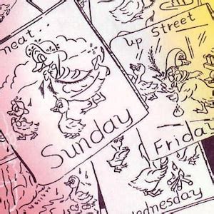 S Aunt Martha S UNCUT Vintage Hot Iron Transfer Pattern Days Of Week Kitchen Towels