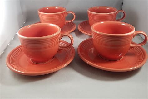 Set Of 4 Vintage Fiestaware Fiesta Ware Coffee Mug Tea Cup Etsy Tea