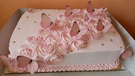 Pastel Mariposas Tortas Cuadradas Pasteles Deliciosos Pastel Con Rosas