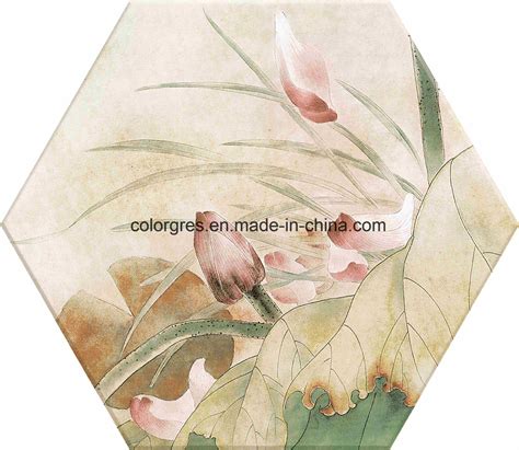 Garden Decoration Injected Lotus Flower Design Hexagon Polygon Ceramic