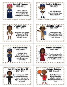 Black History Month Bingo Game Boards And Biography Cards Tpt