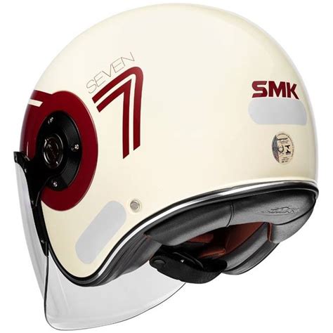 Capacete Smk Retro Jet Seven Branco Brilho Grid Motors