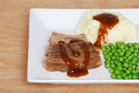 Roast Beef Mashed Potatoes Gravy And Peas Royalty Free Stock Image Image 10371406