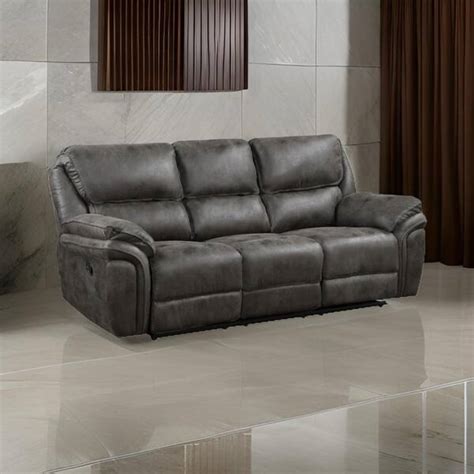 Benjara 90 In Pillow Top Arm Microfiber Rectangle Manual Recliner Sofa