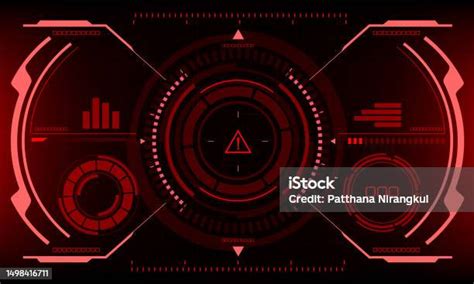 Layar Antarmuka Scifi Hud Peringatan Bahaya Merah Desain Desain Vektor