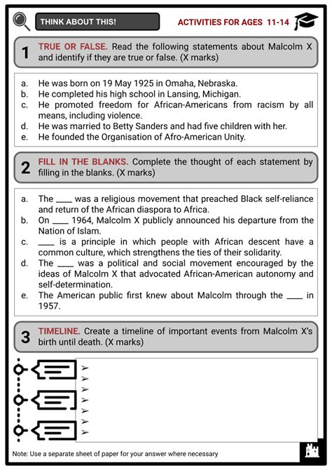 Malcolm X Worksheets