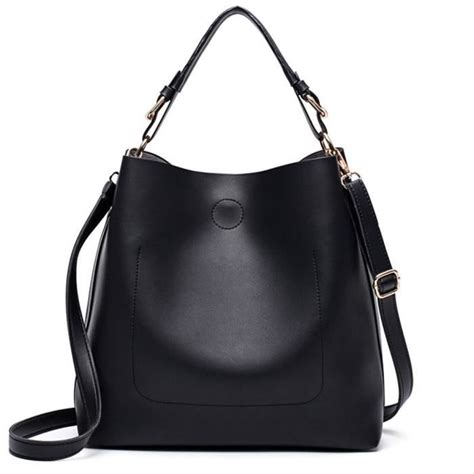 Sac seau Sac à Main Porté Epaule Femme Sac Fourre Tout Noir Sac à