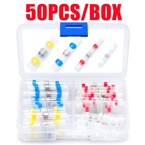 100 50PCS Pcs Solder Seal Wire Connectors Heat Shrink Butt Connectors