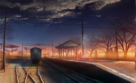 anime, Railway, Train Station, Sunset Wallpapers HD / Desktop and Mobile Backgrounds