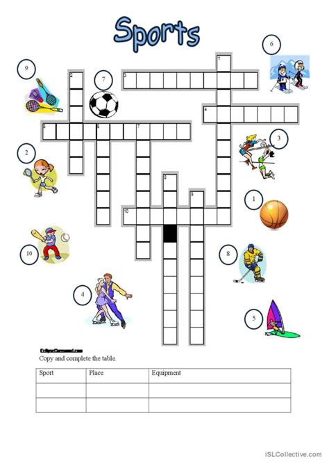 Sports Crossword Crossword English Esl Worksheets Pdf Doc