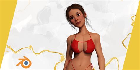 Stylized Cartoon Woman In Bikini Superhive Formerly Blender Market