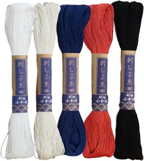 Yokota Daruma Sashiko Thread 5 Skein Essential Color Set Thin Sashiko