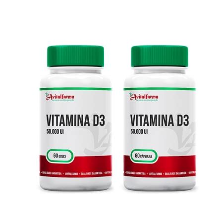 Kit 2 Vitamina D3 Colecalciferol 50 000 Ui 60 Cápsulas