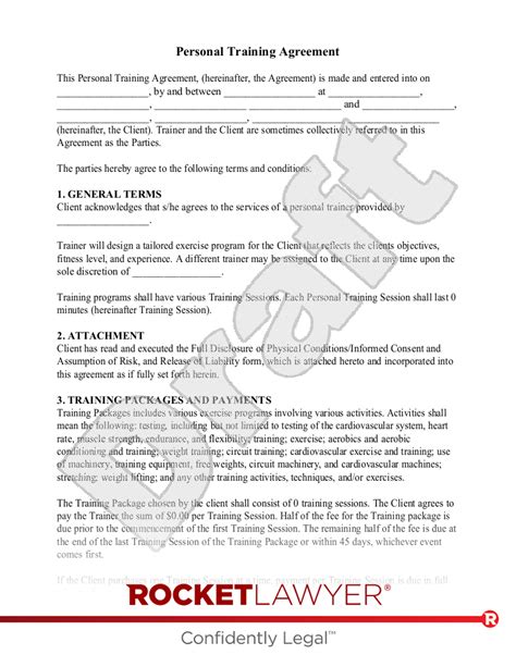 Personal Trainer Rental Agreement Template